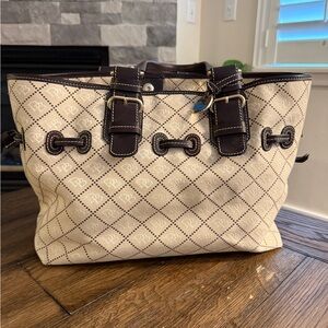 Elegant Cream and Brown Tote Bag